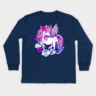 Cute Colorful Pegasus Unicorn Kids Long Sleeve T-Shirt